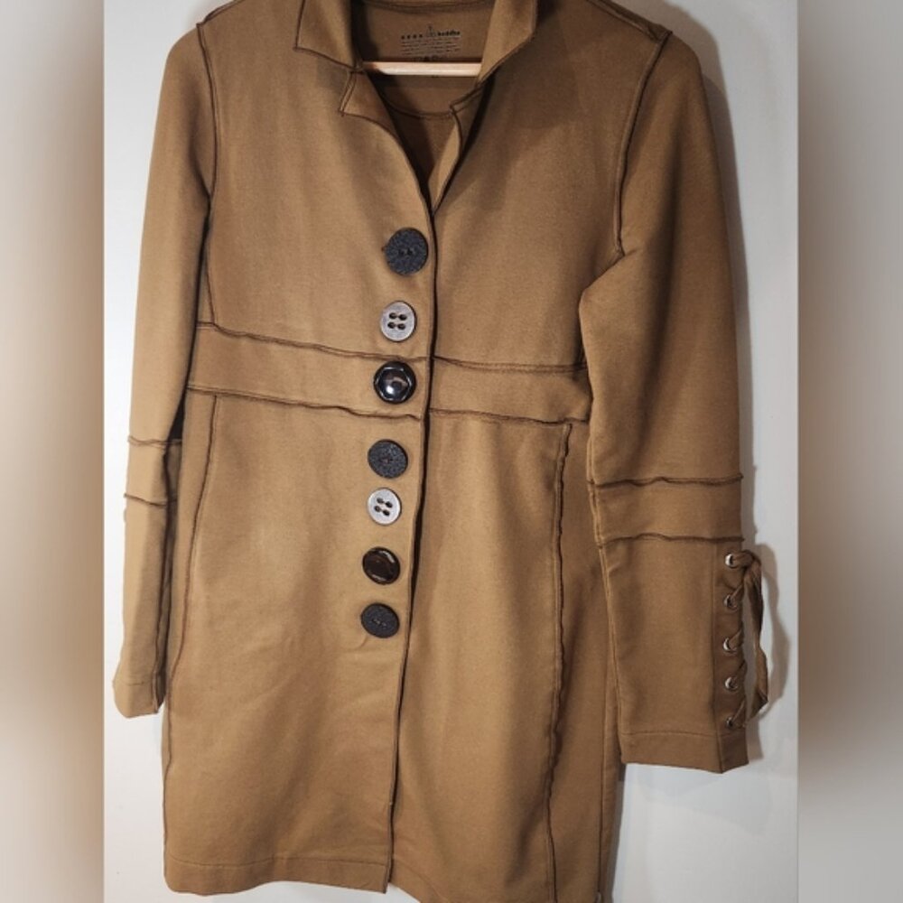 Neon buddha heavy cotton brown Button-Up Coat fits‎ larger